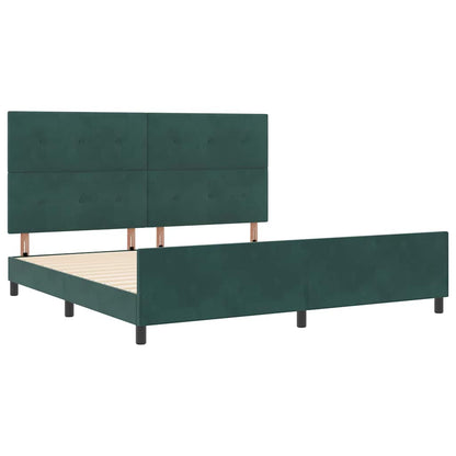 Postel S Boxspringem S Čelo Tmavě Zelená 200 X 200 Cm Samet