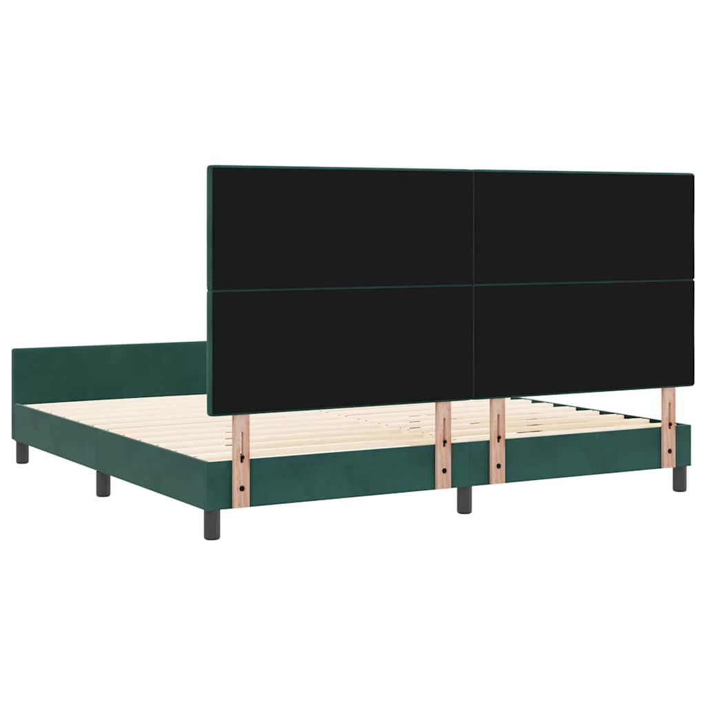 Postel S Boxspringem S Čelo Tmavě Zelená 200 X 200 Cm Samet