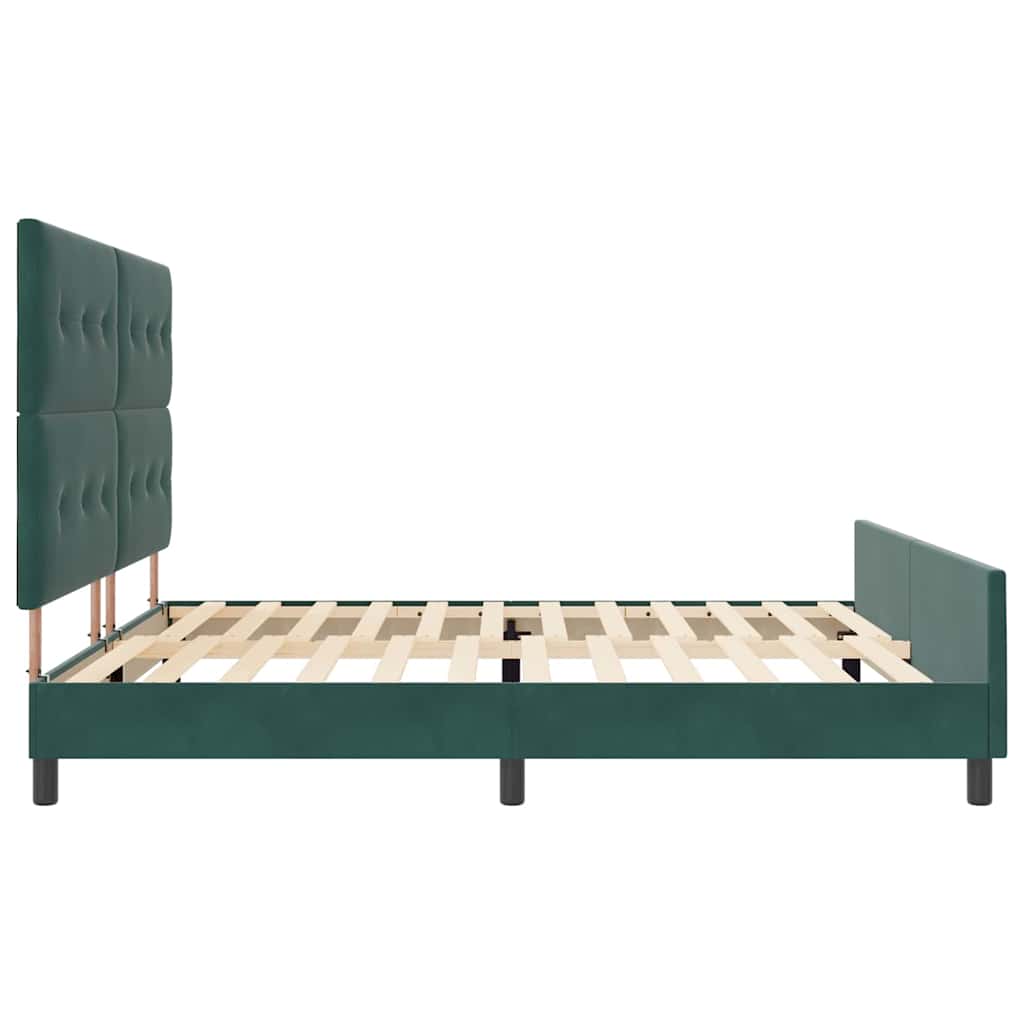 Postel S Boxspringem S Čelo Tmavě Zelená 200 X 200 Cm Samet