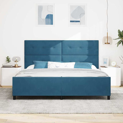 Postel S Boxspringem S Čelo Tmavě Modrá 200 X 200 Cm Samet