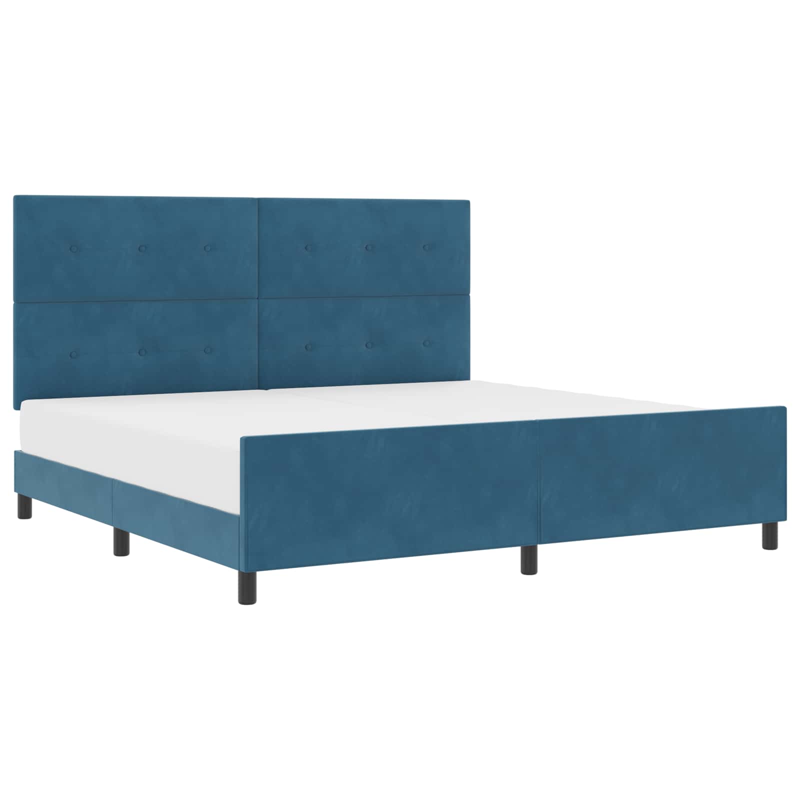 Postel S Boxspringem S Čelo Tmavě Modrá 200 X 200 Cm Samet