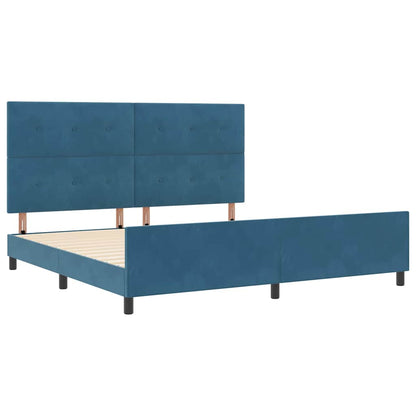 Postel S Boxspringem S Čelo Tmavě Modrá 200 X 200 Cm Samet