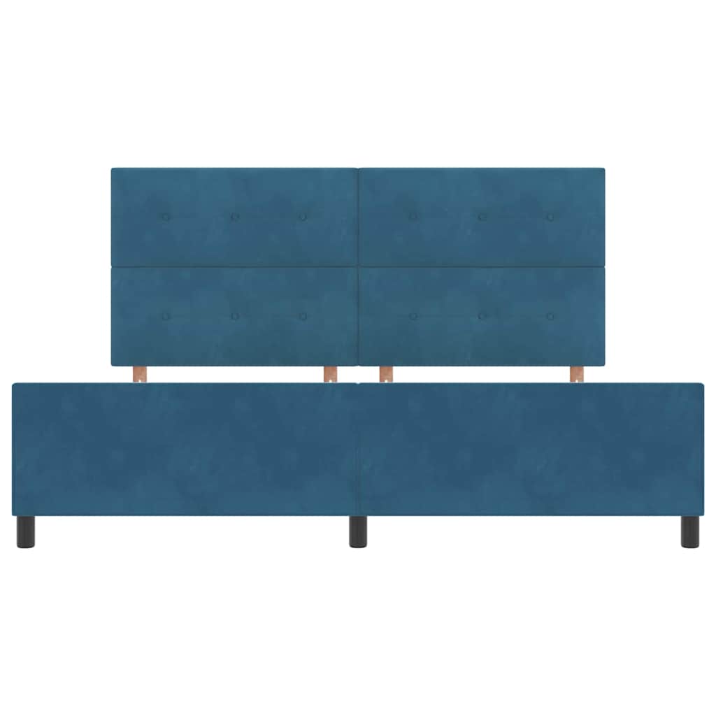 Postel S Boxspringem S Čelo Tmavě Modrá 200 X 200 Cm Samet