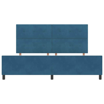 Postel S Boxspringem S Čelo Tmavě Modrá 200 X 200 Cm Samet
