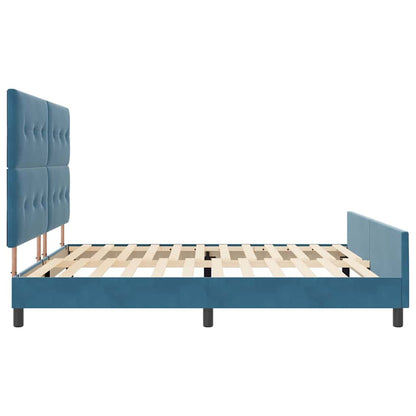 Postel S Boxspringem S Čelo Tmavě Modrá 200 X 200 Cm Samet