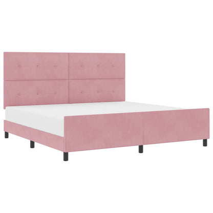 Postel S Boxspringem S Čelo Růžová 200 X 200 Cm Samet