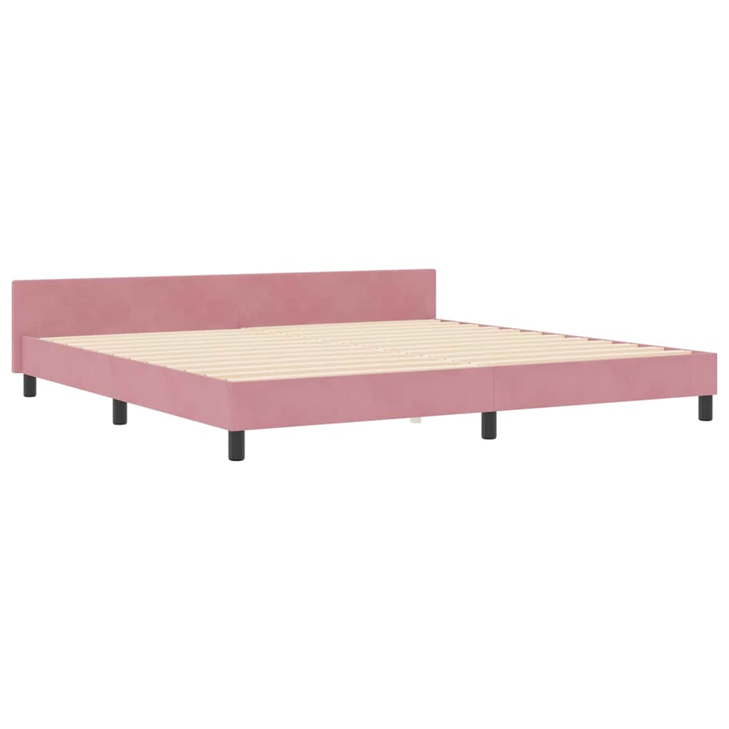 Postel S Boxspringem S Čelo Růžová 200 X 200 Cm Samet