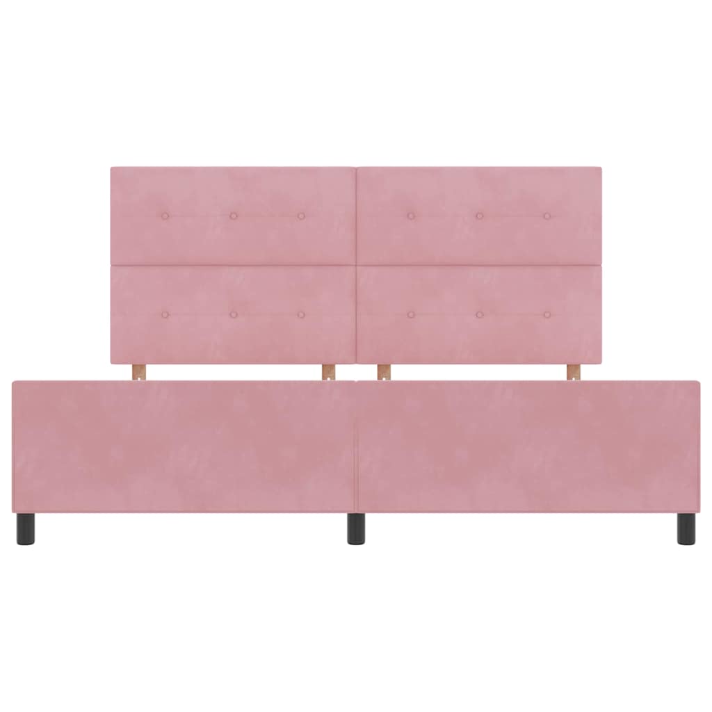 Postel S Boxspringem S Čelo Růžová 200 X 200 Cm Samet