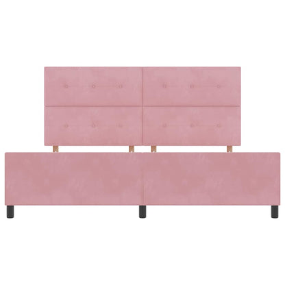 Postel S Boxspringem S Čelo Růžová 200 X 200 Cm Samet