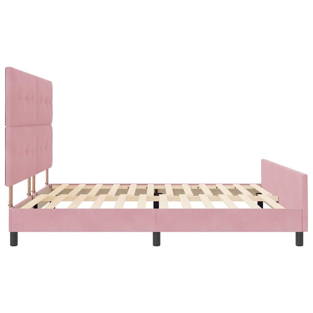 Postel S Boxspringem S Čelo Růžová 200 X 200 Cm Samet