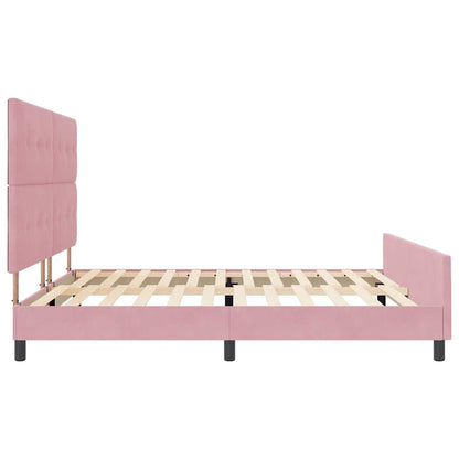 Postel S Boxspringem S Čelo Růžová 200 X 200 Cm Samet