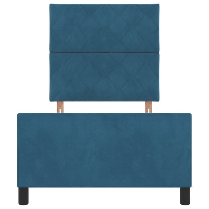 Postel S Boxspringem S Čelo Tmavě Modrá 90 X 190 Cm Samet