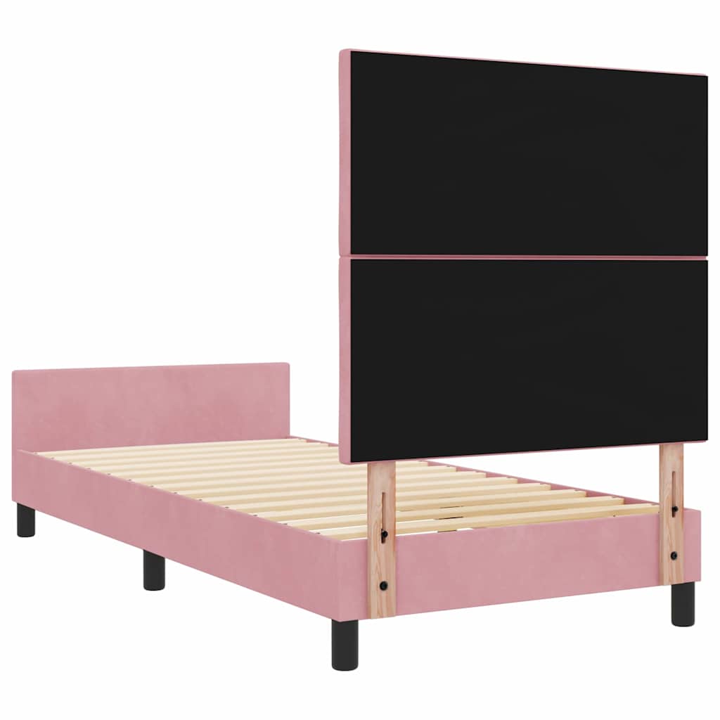 Postel S Boxspringem S Čelo Růžová 90 X 190 Cm Samet