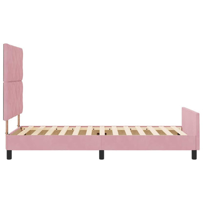 Postel S Boxspringem S Čelo Růžová 90 X 190 Cm Samet