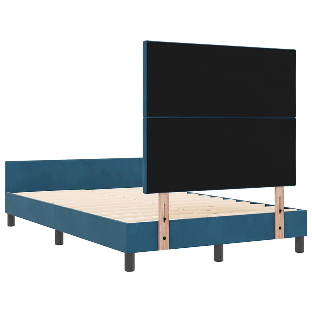 Postel S Boxspringem S Čelo Tmavě Modrá 120 X 200 Cm Samet