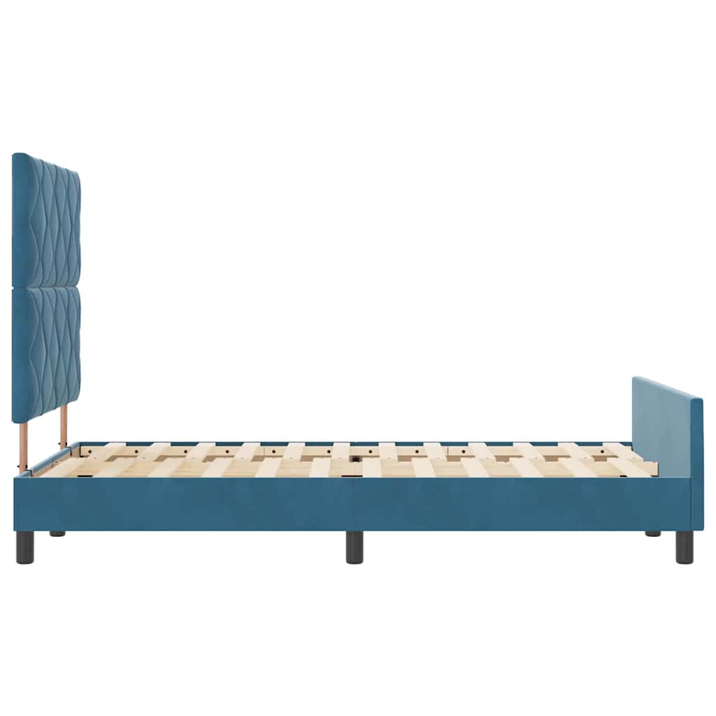 Postel S Boxspringem S Čelo Tmavě Modrá 120 X 200 Cm Samet