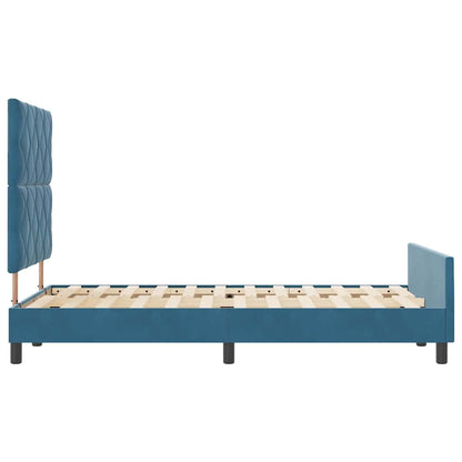 Postel S Boxspringem S Čelo Tmavě Modrá 120 X 200 Cm Samet
