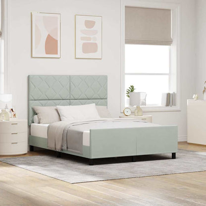 Postel S Boxspringem S Čelo Světle Šedá 140 X 190 Cm Samet