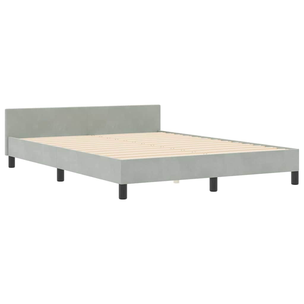 Postel S Boxspringem S Čelo Světle Šedá 140 X 190 Cm Samet