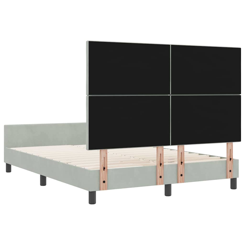 Postel S Boxspringem S Čelo Světle Šedá 140 X 190 Cm Samet