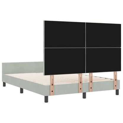 Postel S Boxspringem S Čelo Světle Šedá 140 X 190 Cm Samet