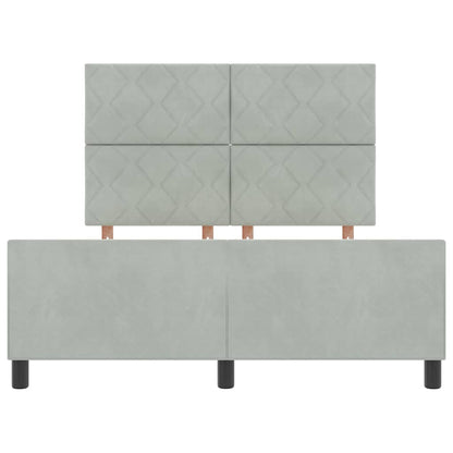 Postel S Boxspringem S Čelo Světle Šedá 140 X 190 Cm Samet