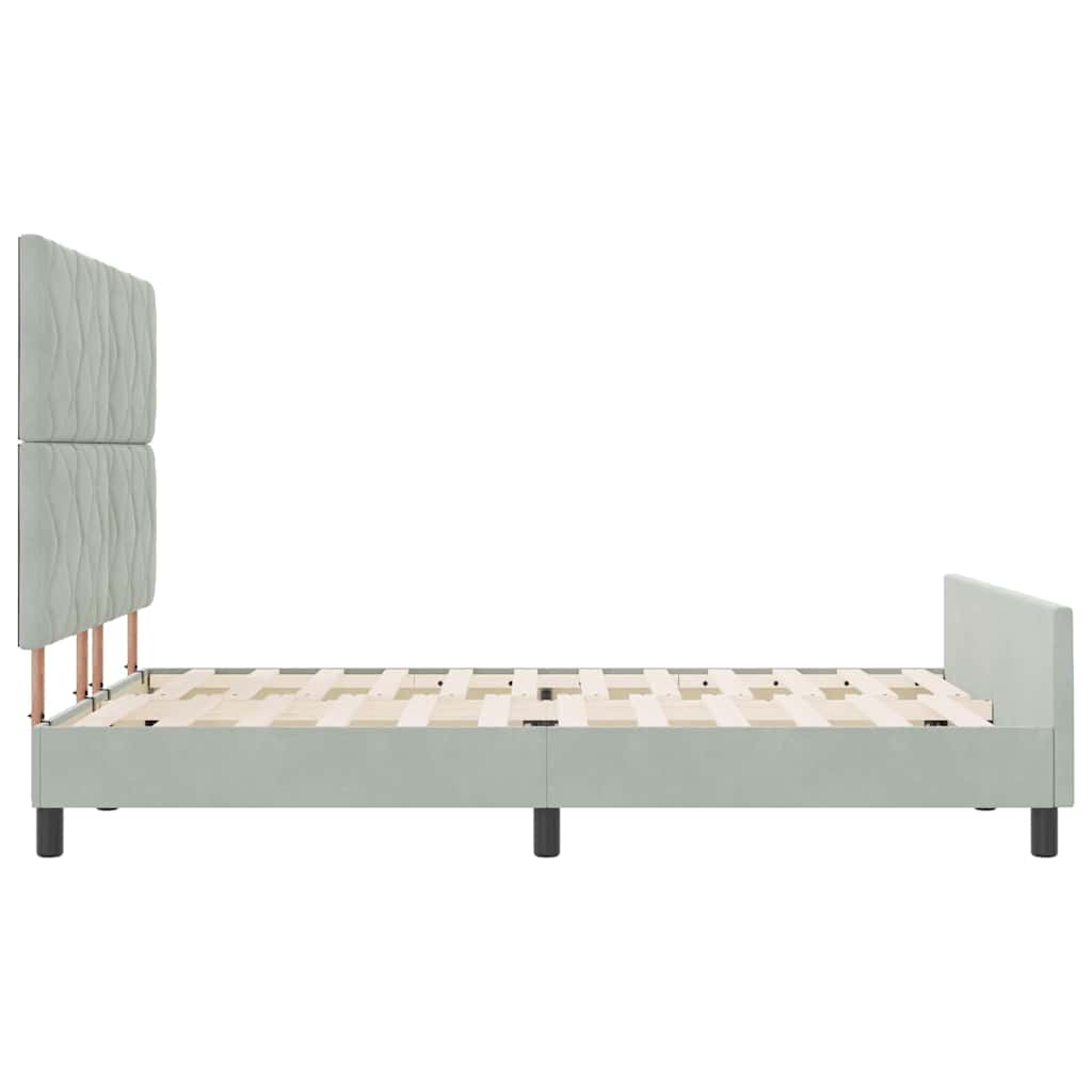 Postel S Boxspringem S Čelo Světle Šedá 140 X 190 Cm Samet
