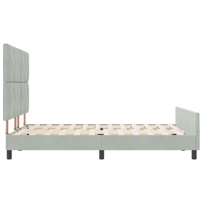 Postel S Boxspringem S Čelo Světle Šedá 140 X 190 Cm Samet