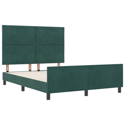 Postel S Boxspringem S Čelo Tmavě Zelená 140 X 190 Cm Samet
