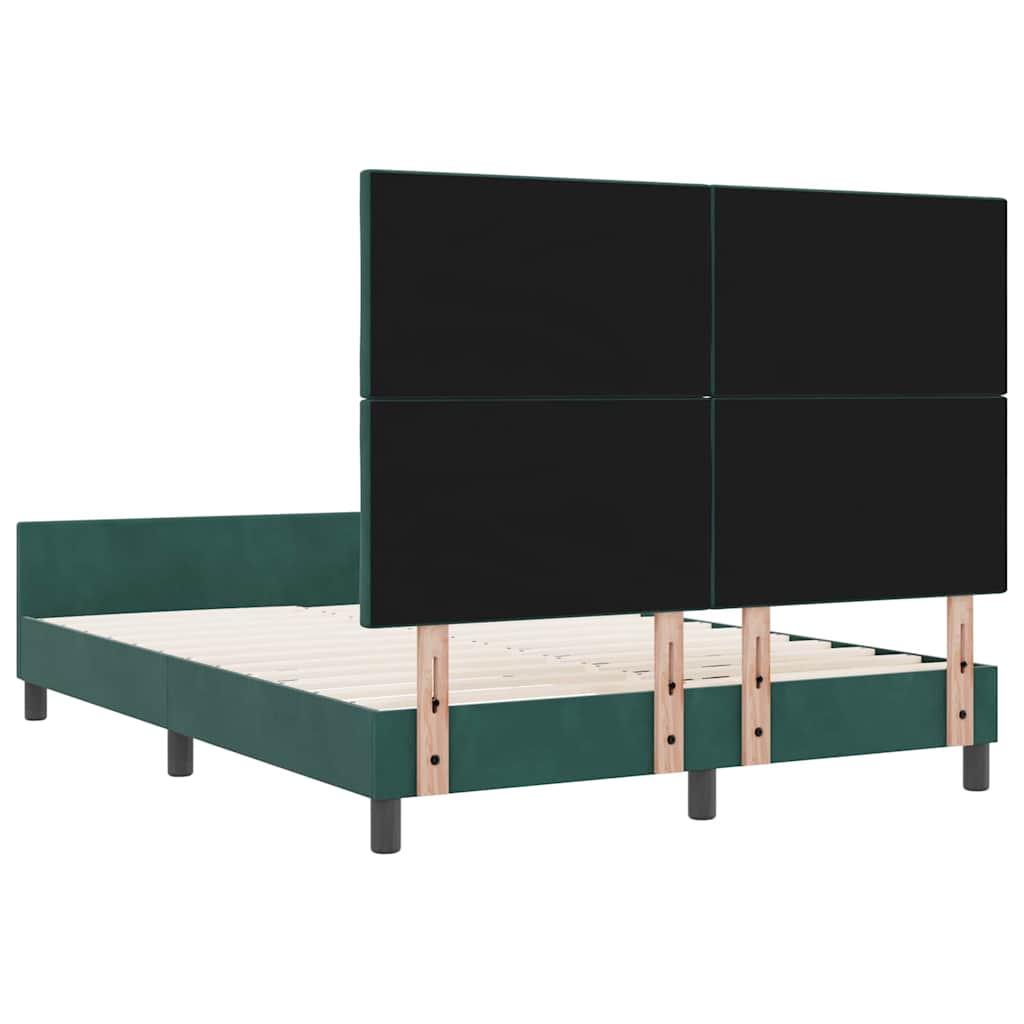 Postel S Boxspringem S Čelo Tmavě Zelená 140 X 190 Cm Samet