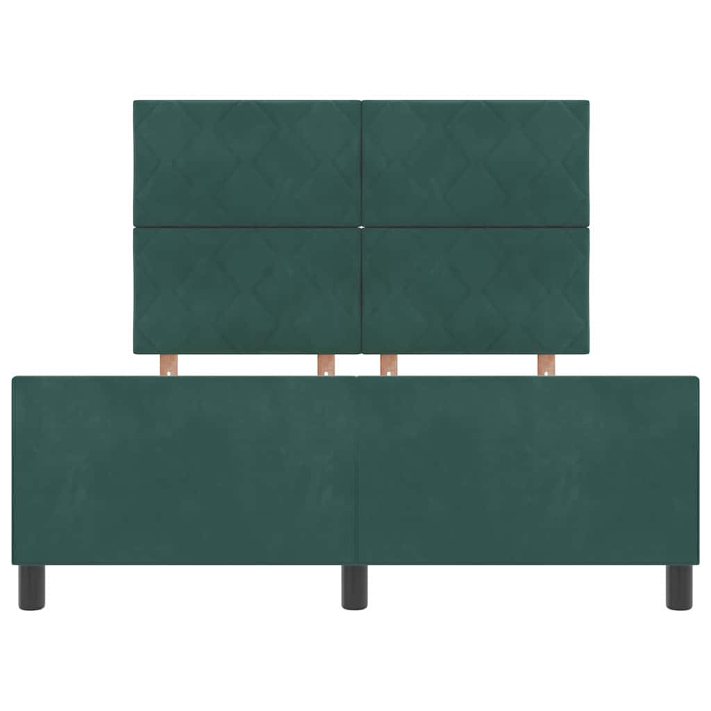 Postel S Boxspringem S Čelo Tmavě Zelená 140 X 190 Cm Samet