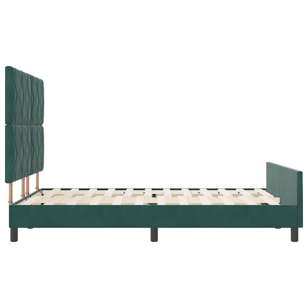 Postel S Boxspringem S Čelo Tmavě Zelená 140 X 190 Cm Samet