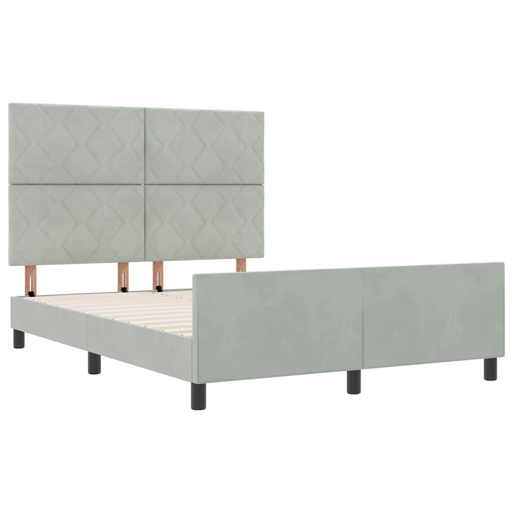 Postel S Boxspringem S Čelo Světle Šedá 140 X 200 Cm Samet