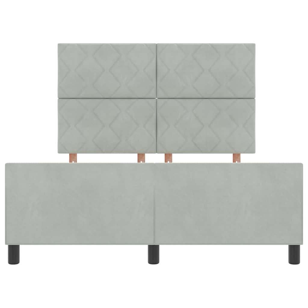 Postel S Boxspringem S Čelo Světle Šedá 140 X 200 Cm Samet