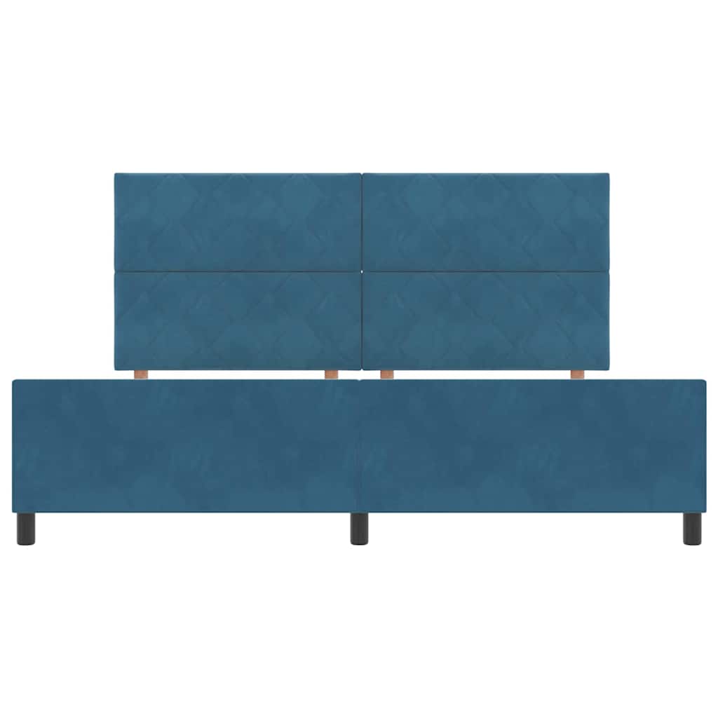 Postel S Boxspringem S Čelo Tmavě Modrá 200 X 200 Cm Samet