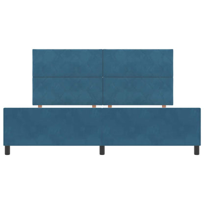 Postel S Boxspringem S Čelo Tmavě Modrá 200 X 200 Cm Samet