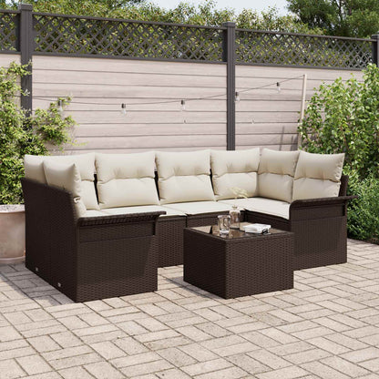 Sada Zahradních Pohovek 7 Pcs 6-Seater Černá A Krémová
