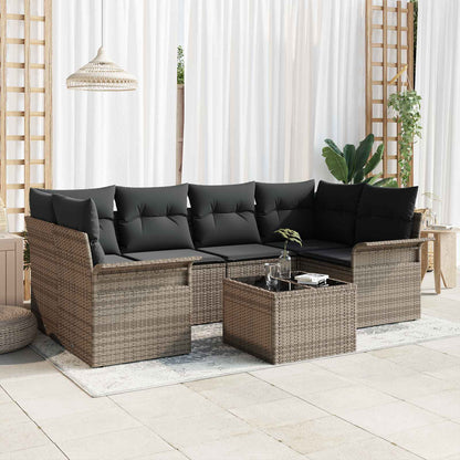 Sada Zahradních Pohovek 7 Pcs 6-Seater Černá A Krémová