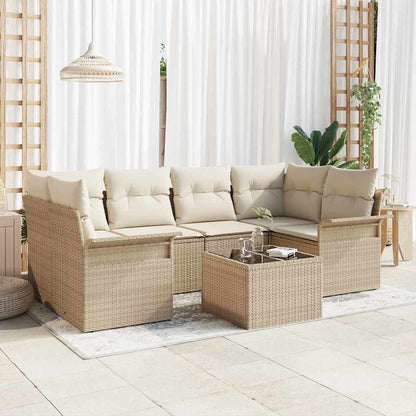 Sada Zahradních Pohovek 7 Pcs 6-Seater Černá A Krémová