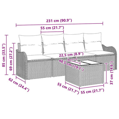 Sada Zahradních Pohovek 5 Ks 4-Počet Míst Černá A Krémová