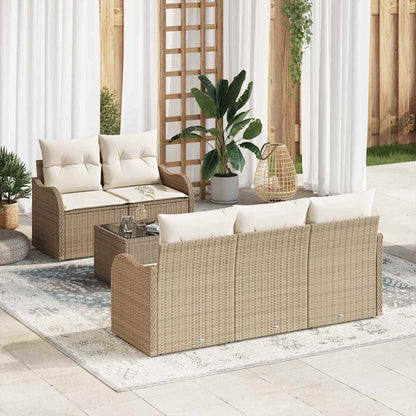 Sada Zahradních Pohovek 6 Ks 5-Počet Míst Černá A Krémová