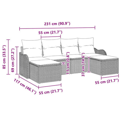 Sada Zahradních Pohovek 6 Ks Polyratan