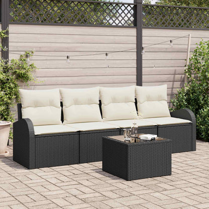 Sada Zahradních Pohovek 5 Pcs 4-Seater Černá A Krémová