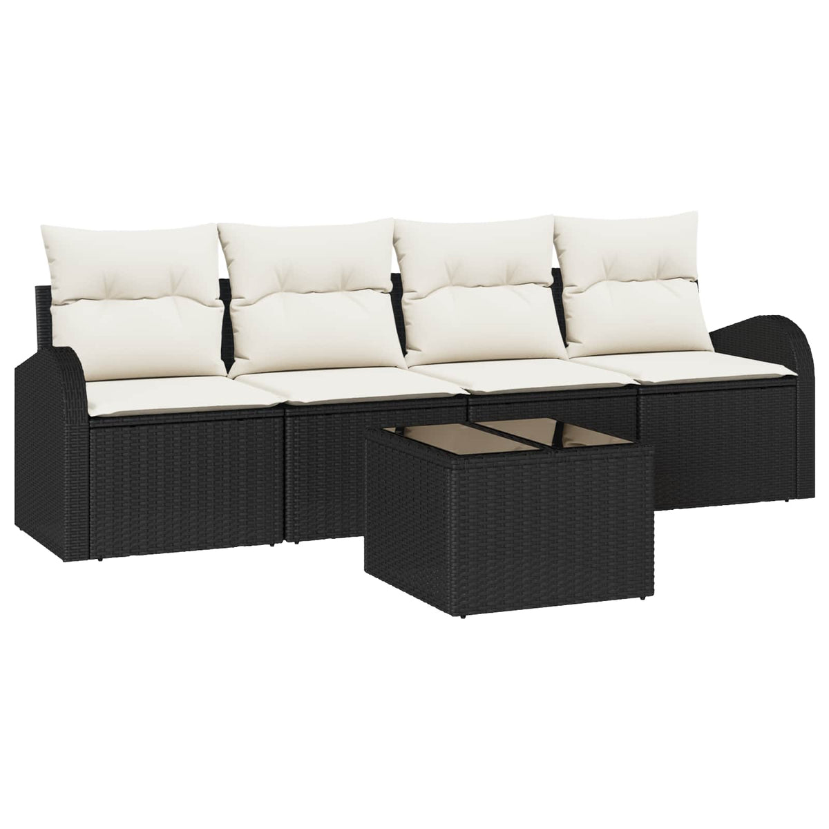 Sada Zahradních Pohovek 5 Pcs 4-Seater Černá A Krémová