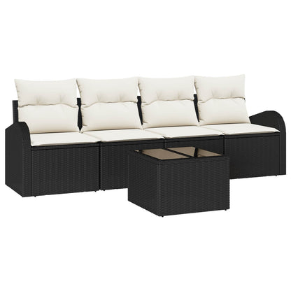 Sada Zahradních Pohovek 5 Pcs 4-Seater Černá A Krémová