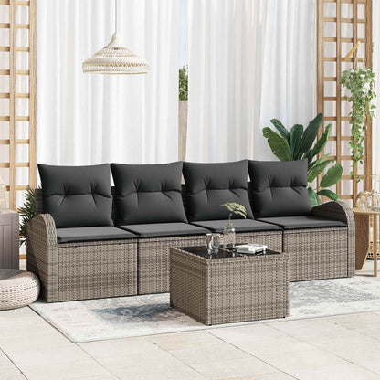 Sada Zahradních Pohovek 5 Pcs 4-Seater Černá A Krémová