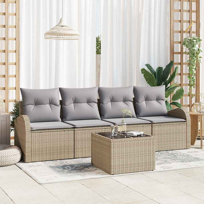 Sada Zahradních Pohovek 5 Pcs 4-Seater Černá A Krémová