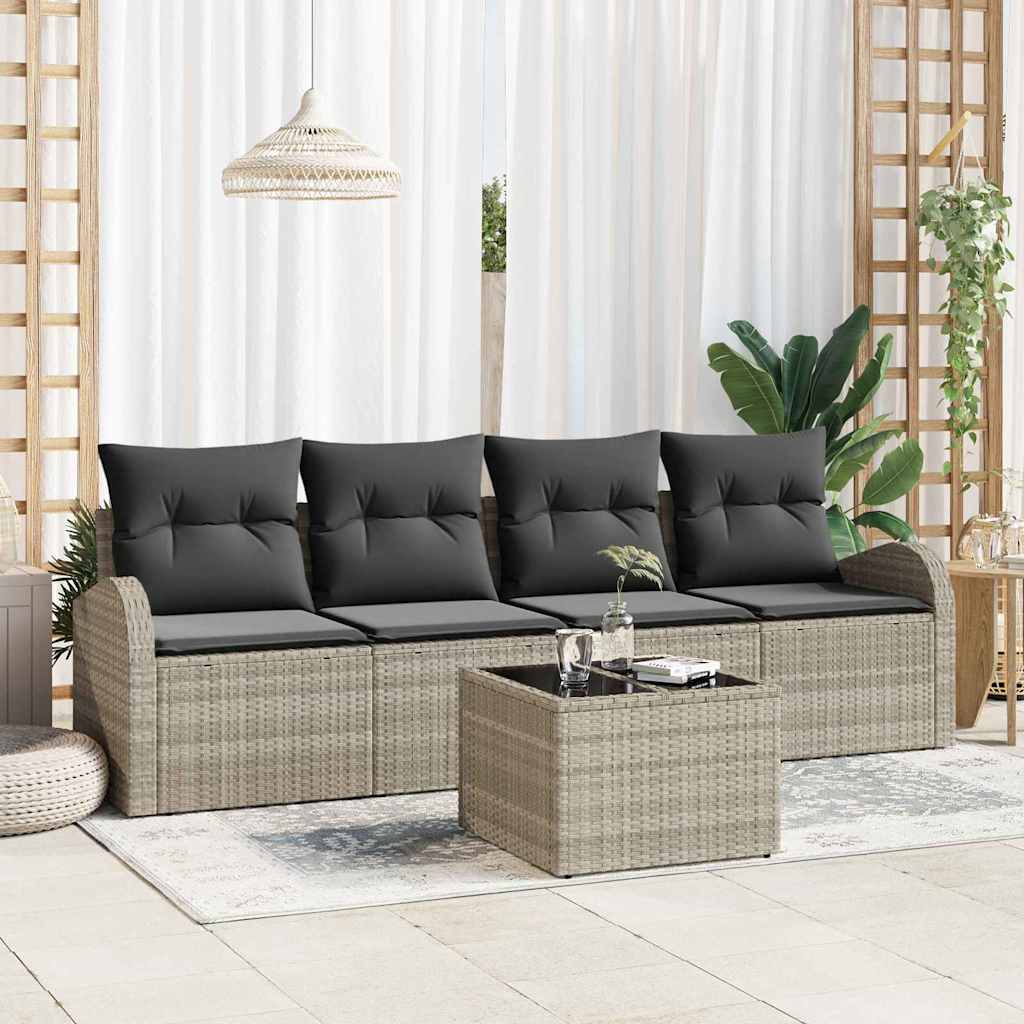 Sada Zahradních Pohovek 5 Pcs 4-Seater Černá A Krémová