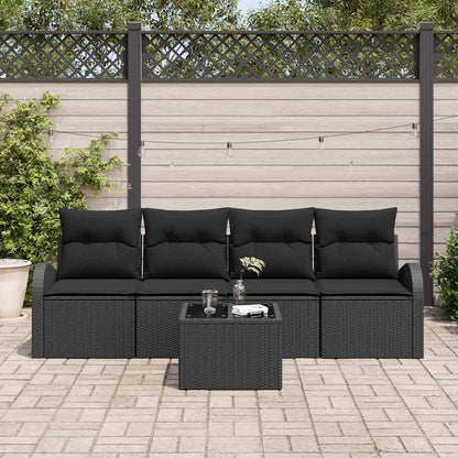 Sada Zahradních Pohovek 5 Pcs 4-Seater Černá A Krémová