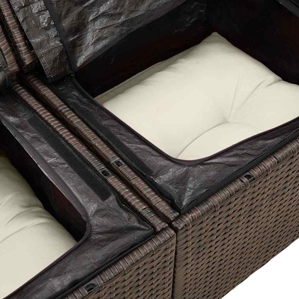 Sada Zahradních Pohovek 7 Ks 6-Počet Míst Hnědá A Krémová